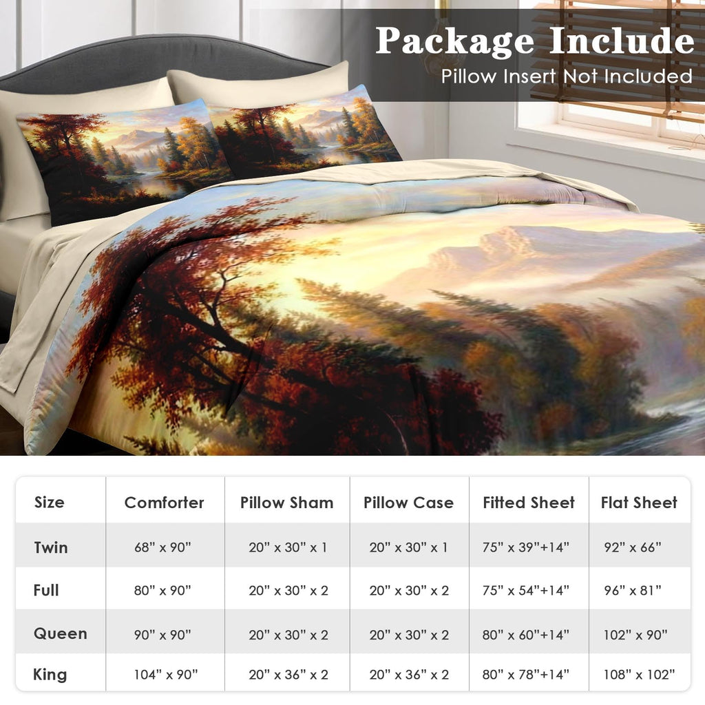 Comforter Set with Sheets, 7 Pieces Fall Mountain Bedding