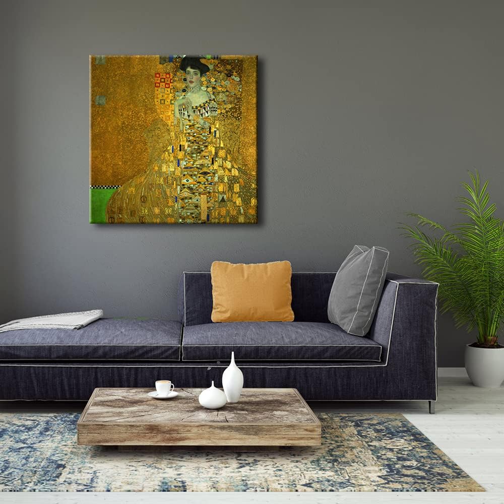 Portrait of Adele Bloch-Bauer I,1907 by Gustav Klimt Famous Paintings Canvas Wall Art Bedroom Wall Decor Canvas