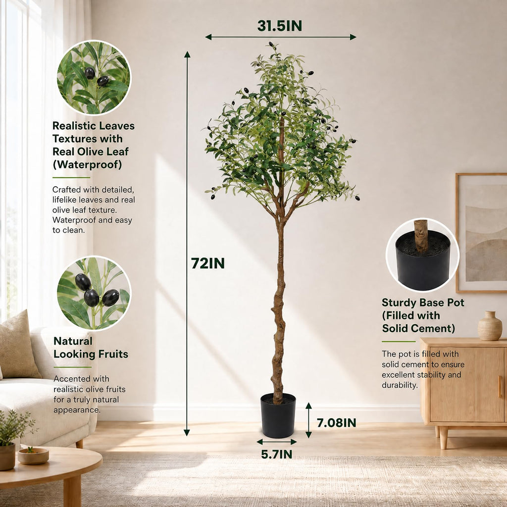 6ft Artificial Olive Trees Indoor Large Faux Olive Tree with Pot