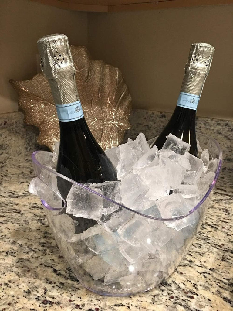 Ice Bucket, Clear Acrylic 3.5 Liter Storage Tub, Beer Bucket Beverage Chiller Bin for 2 Wine, Champagne Bottles, Beer
