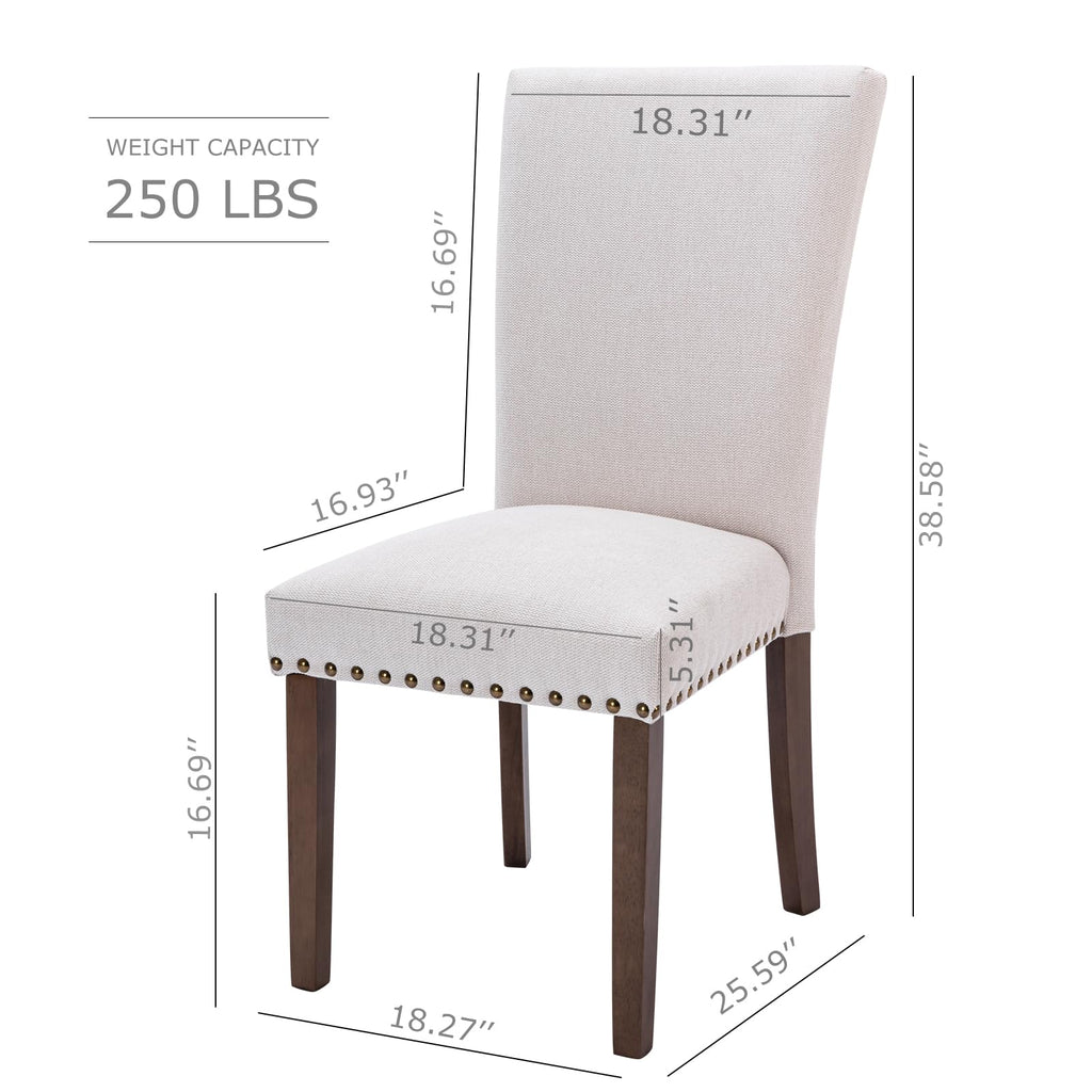 Upholstered Parsons Set of 4, Beige