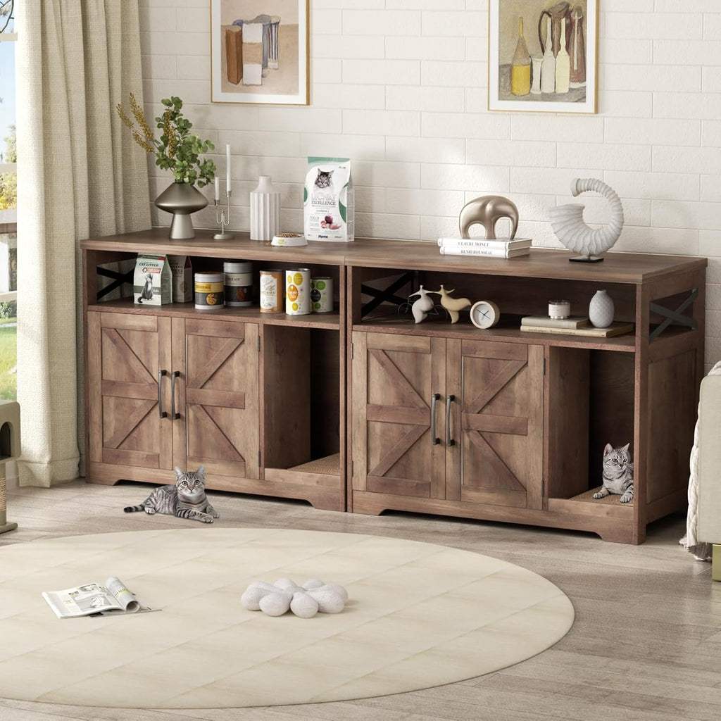 Cat Litter Box Enclosure, Hidden Litter Box with Scratch Pad