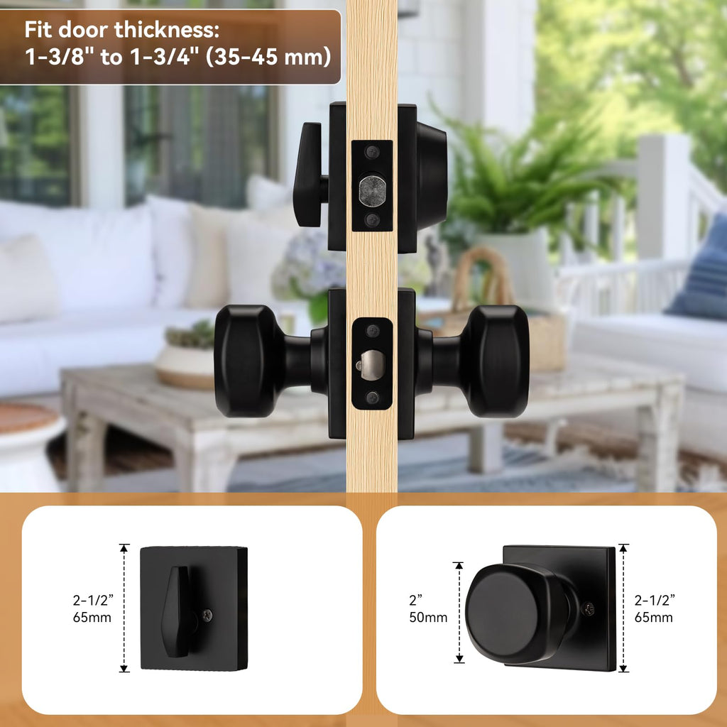 Black Exterior Door Lock Set with Key Alike Deadbolt