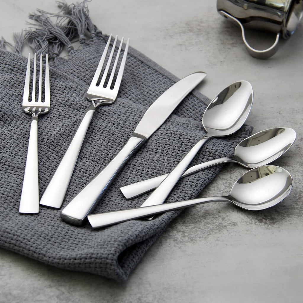 Cutlery Set, 24 Piece Silverware Set With Soup Spoons for 4,Stainless Steel,Silver
