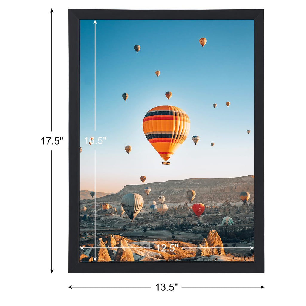 13x17 Black Picture Frame Set of 6, Horizontal and Vertical Formats for Wall Hanging, 13 x 17 Wall Gallery Poster