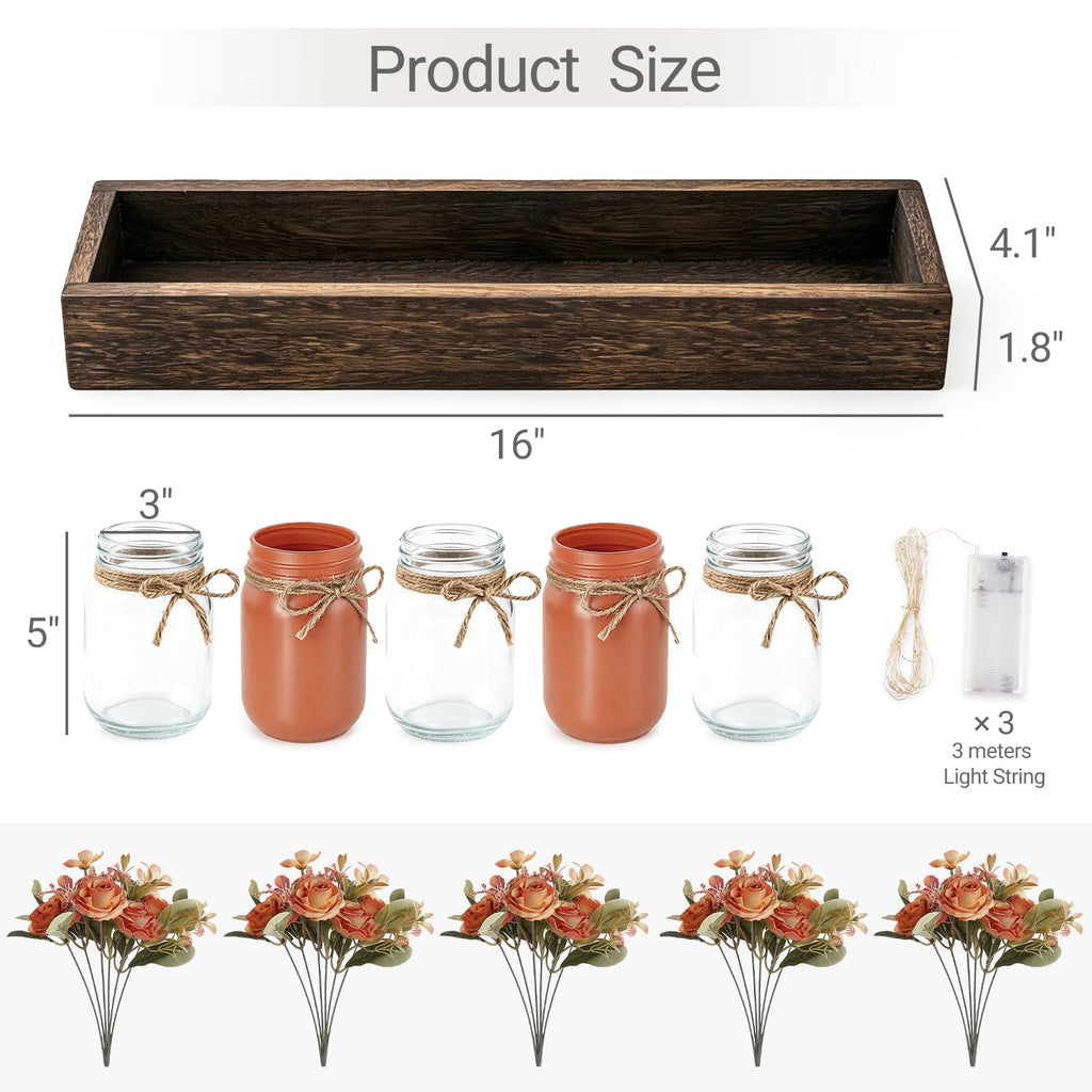 Fall Table Centerpieces Decor with Mason Jar Lights