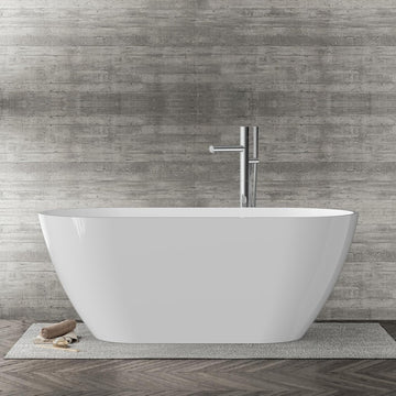 67 Inch Acrylic Freestanding Bathtub, Deep Soaking Tub with Non-Slip Base, CUPC Certified Free Standing Tub, Chrome