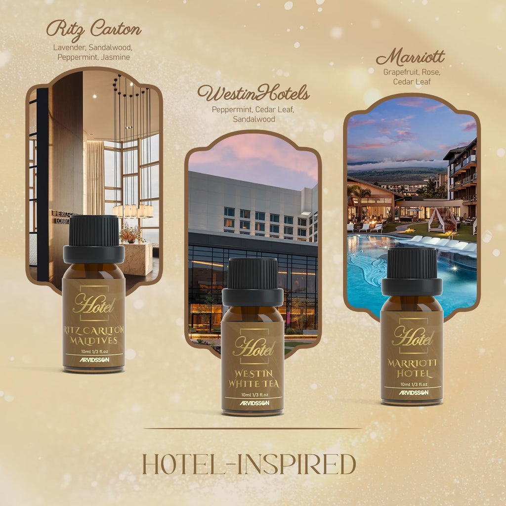 Hotel Diffuser Oils Gift Set - Hotel Essential Oils for Diffuser, Luxury Fragrance Oils Inspired by 5 Star Hotels - Set of 2
