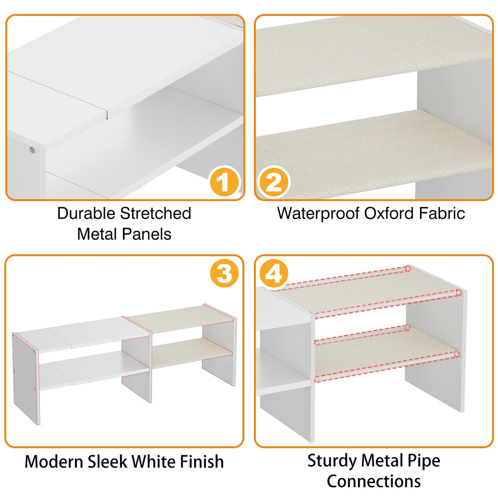 Long White 11.02′′Shoe Rack for Closets, Stackable and Expandable Shoe Organizer, Suitable s, Garages, Storage