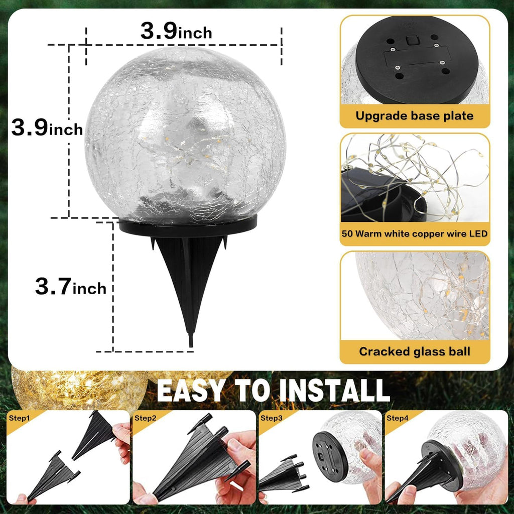 4 Pack 3.9" Solar Garden Lights Outdoor Waterproof, Multicolor