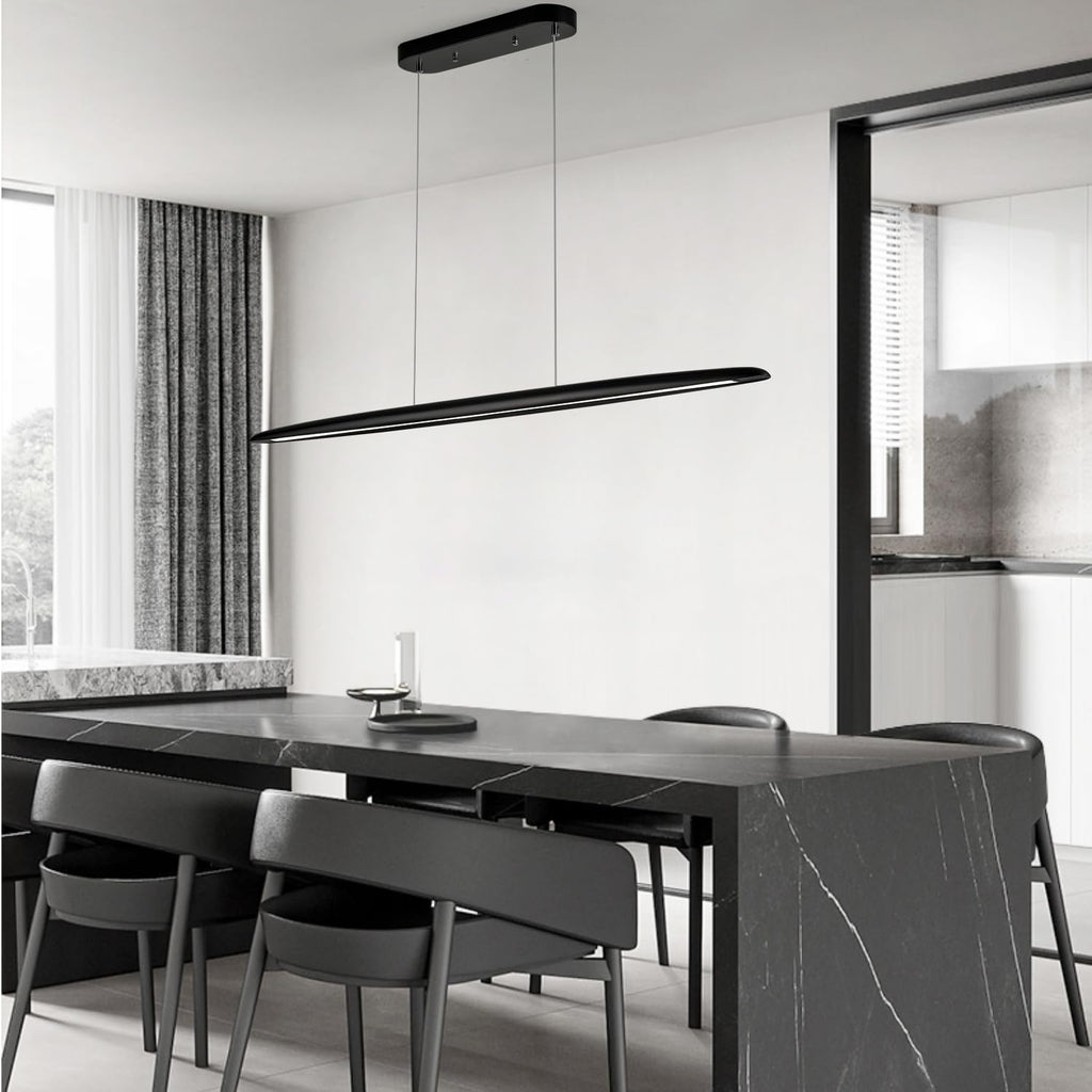 59inch Integrated Led Pendant Light 40w Dimmable Wood Black Linear Pendant Lighting Led Modern Island Light