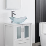 21.5" Bathroom Vessel Sink Modern Artistic Single Clear Boat Tempered Glass Basin Countertop Bowl Sink for
