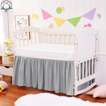 Crib Bed Skirt Dust Ruffle 100% Cotton - Natural, Soft, Breathable for Baby's Delicate Skin, Nursery Toddler Crib Bed