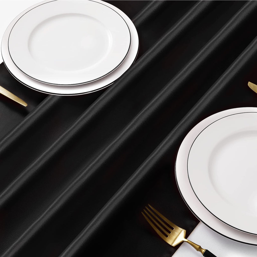 Black Satin Table Runner 12x108 - 12 Pieces