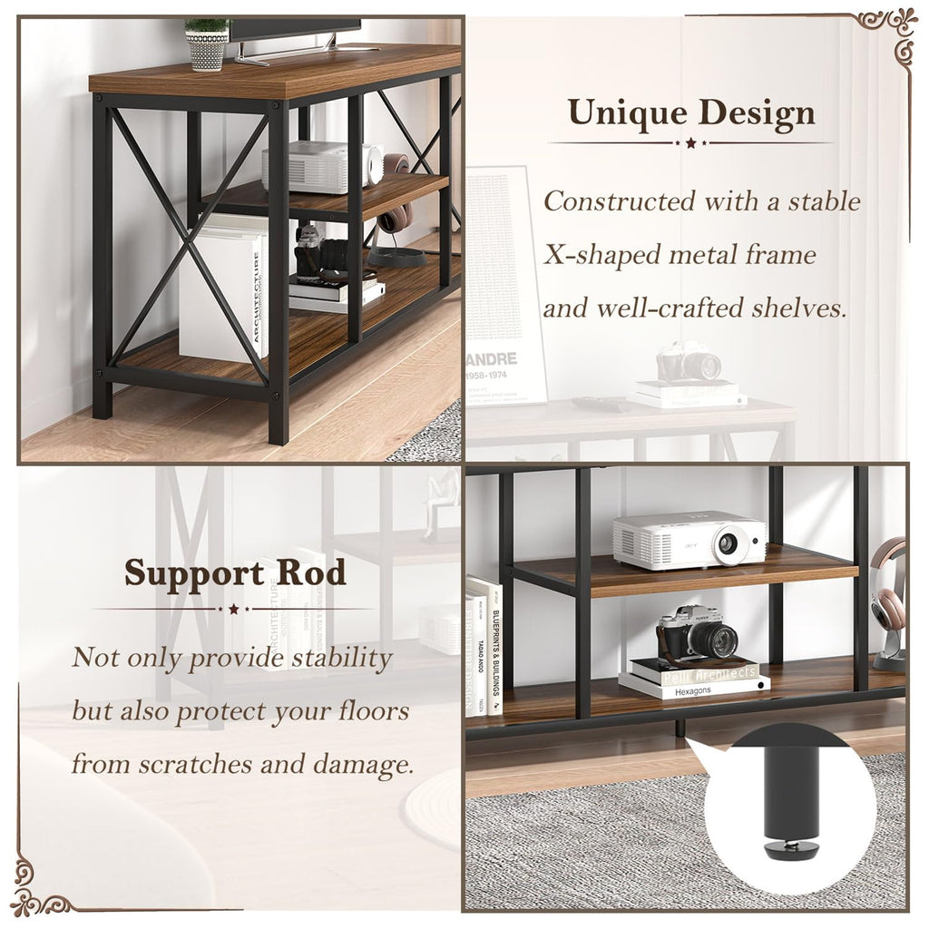 Modern Entertainment Center for TVs up to 65 Inch, Rustic Wood Television Stands, Industrial TV Console and TV