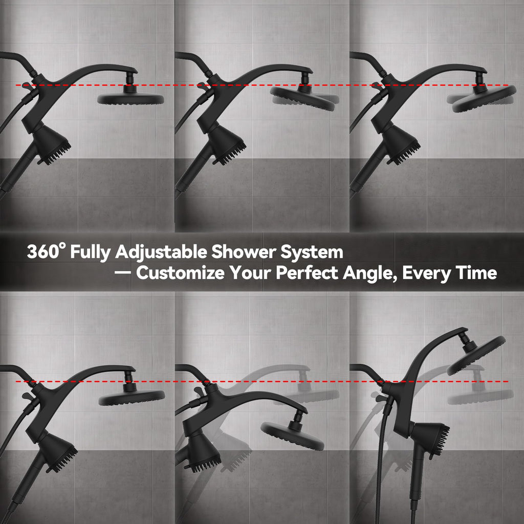 Shower Head with Handheld, High Pressure Showerhead, Black 1.8 GPM