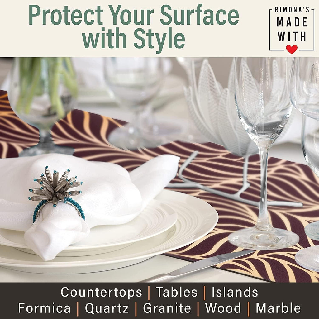 Heat Resistant Table Runner Trivet Mat - White Golden Marble, 40"