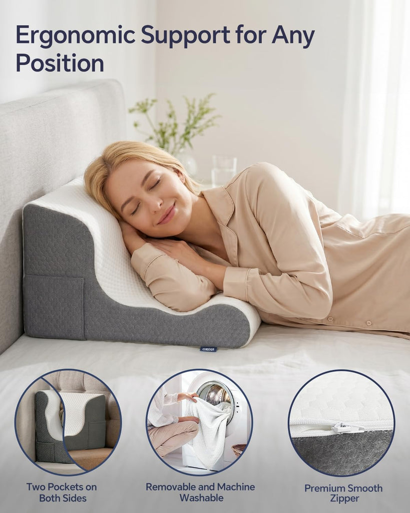 Wedge Pillow Headboard, Memory Foam Bed Wedge Pillow for Sleeping | Orthopedic Wedge Pillow with for After Surgery