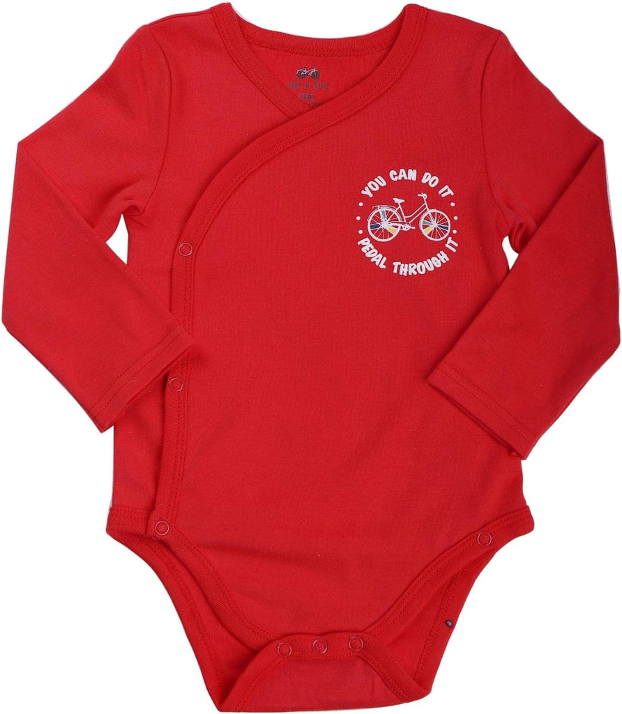 Boy's Pack Long-Sleeve Kimono Bodysuit Set -Side Snap Infant Bundle Bicycles Red, White and Stripes, Newborn, NB