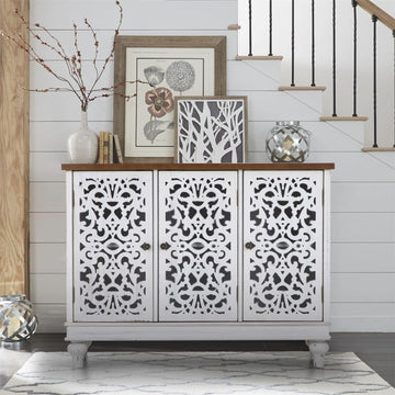 Entryway Buffet Cabinet with Storage, White Accent Cabinet | Accent Cabinet, 3 Doors, Buffet Cabinet with Storage