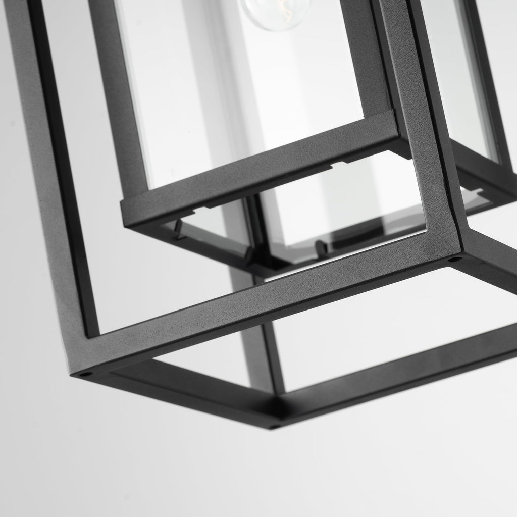 18" Matte Black Outdoor Pendant Lights for Front Porch Hanging Lamps