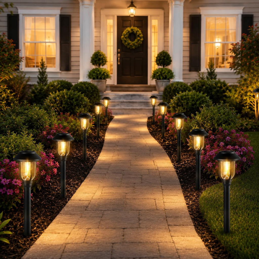 Solar Pathway Lights Outdoor 8 Pack, Warm White Solar Path Lights, Waterproof Energy Efficient Landscape Lights