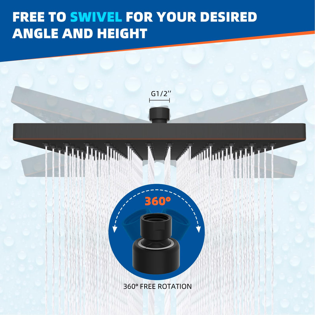 CUPC Certified High Pressure 12'' Shower Head, Oil Rubbed Bronze
