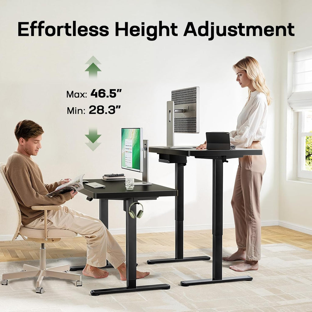 55 x 30 Electric Standing Desk with One-Piece Desktop, Sit Stand Desk with Thickened Tabletop, Height Adjustable