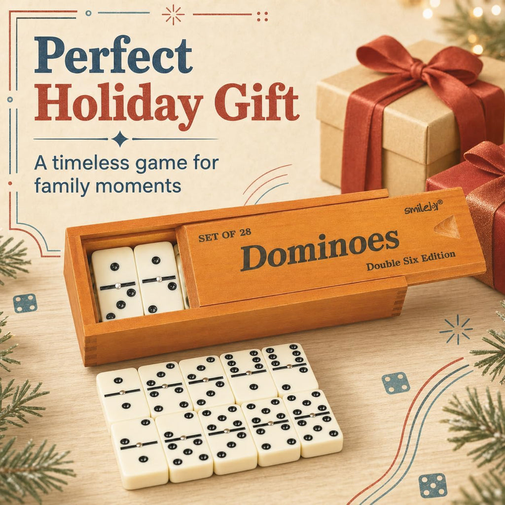 Jumbo Dominoes Set for Adults, Double 6 Domino with Wooden Box - Set of 28