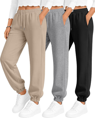 3 Pack Girl's Joggers Sweatpants School Pants