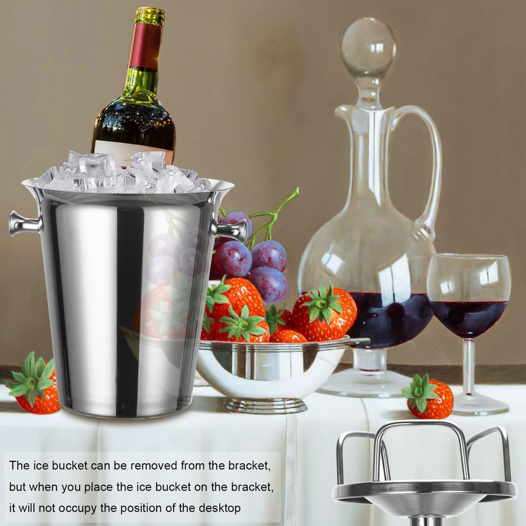 Champagne Bucket with Stand,Ice Bucket with Stand Stainless Steel Bucket Wine Chiller On Stand 12Lb Hammered Tall Ice