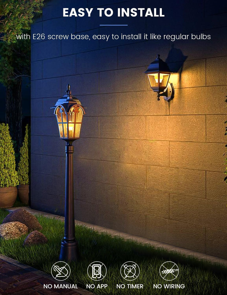 Dusk to Dawn Light Bulbs, 100W Eq., E26, 110-130V, 3000K, 4Pack
