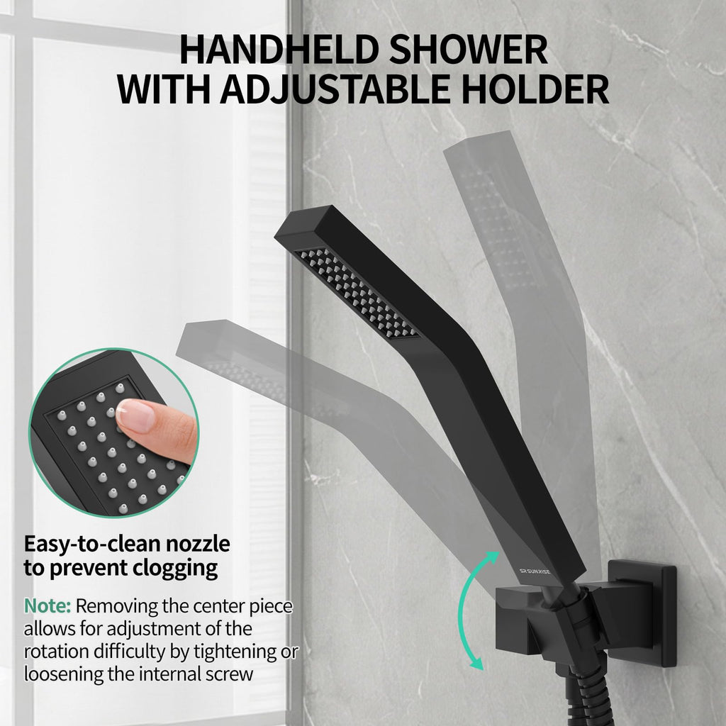 12 Inch Ceiling Mount Rain Shower System,Matte Black