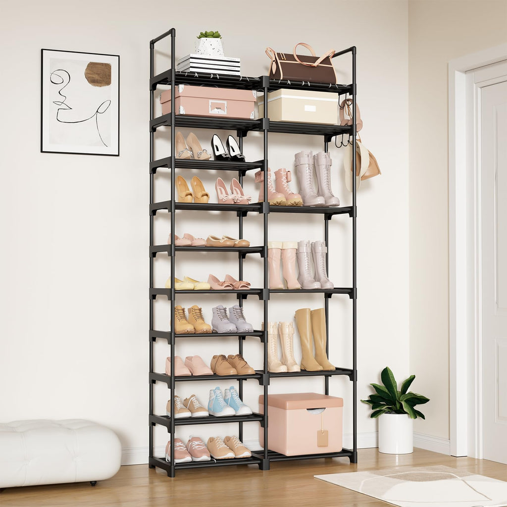 Shoe Rack Organizer, 10-Tier Metal Shoe Rack for Closet Entryway Garage, 32-36 Pairs Tall Shoe Boot Storage Shelf