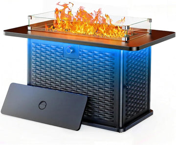 43" Rectangular Propane Fire Pit with RGB Lighting Strip