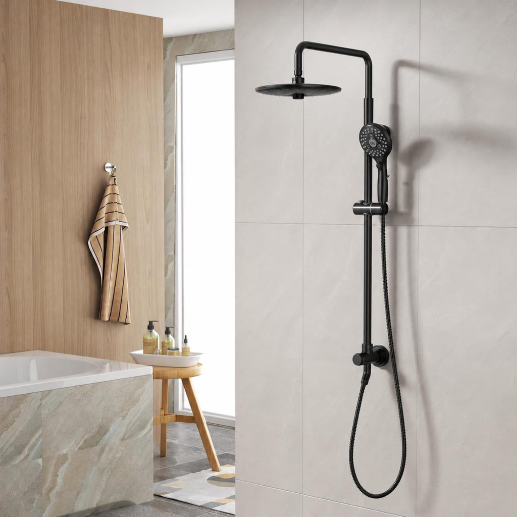 Shower System with 10" Rain Shower Head and Handheld, Black