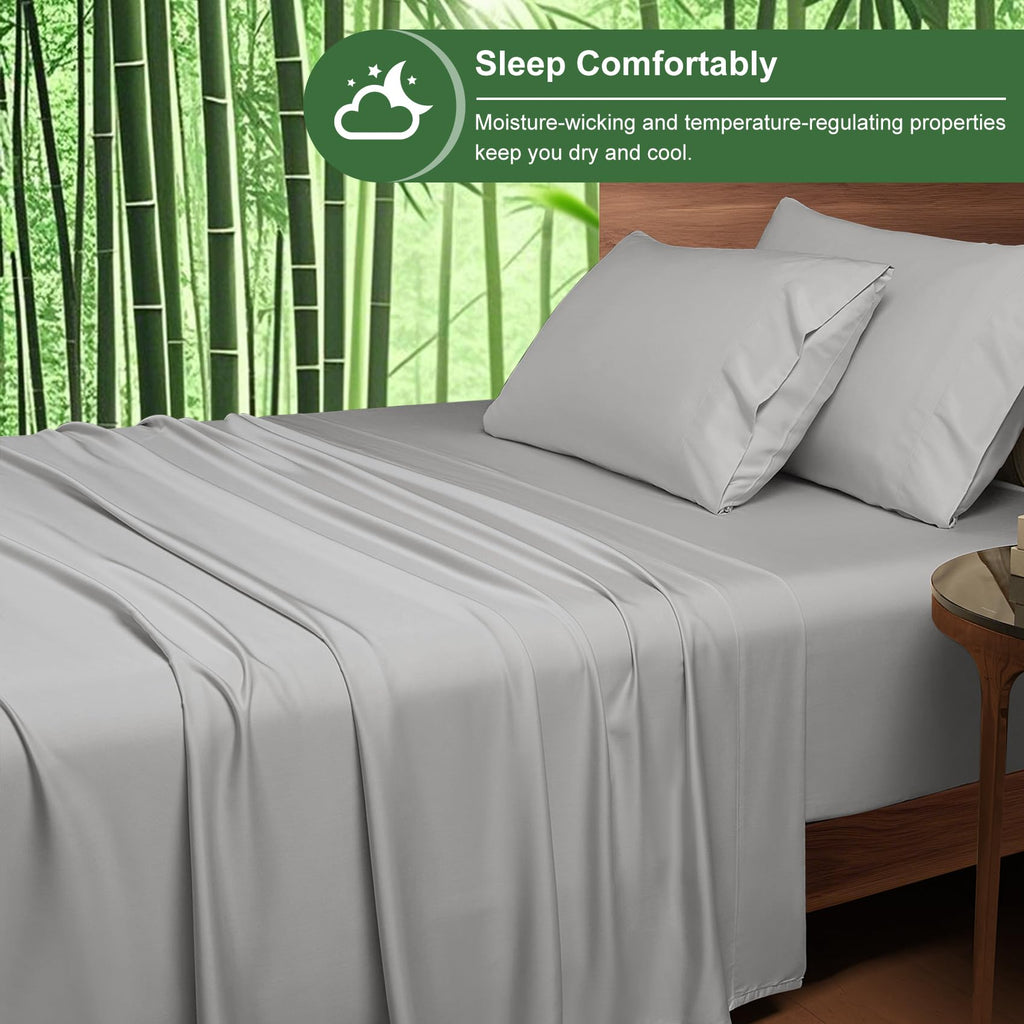 Deep Pocket King Sheets, 100% Rayon Derived from Bamboo, 18-24 Inch