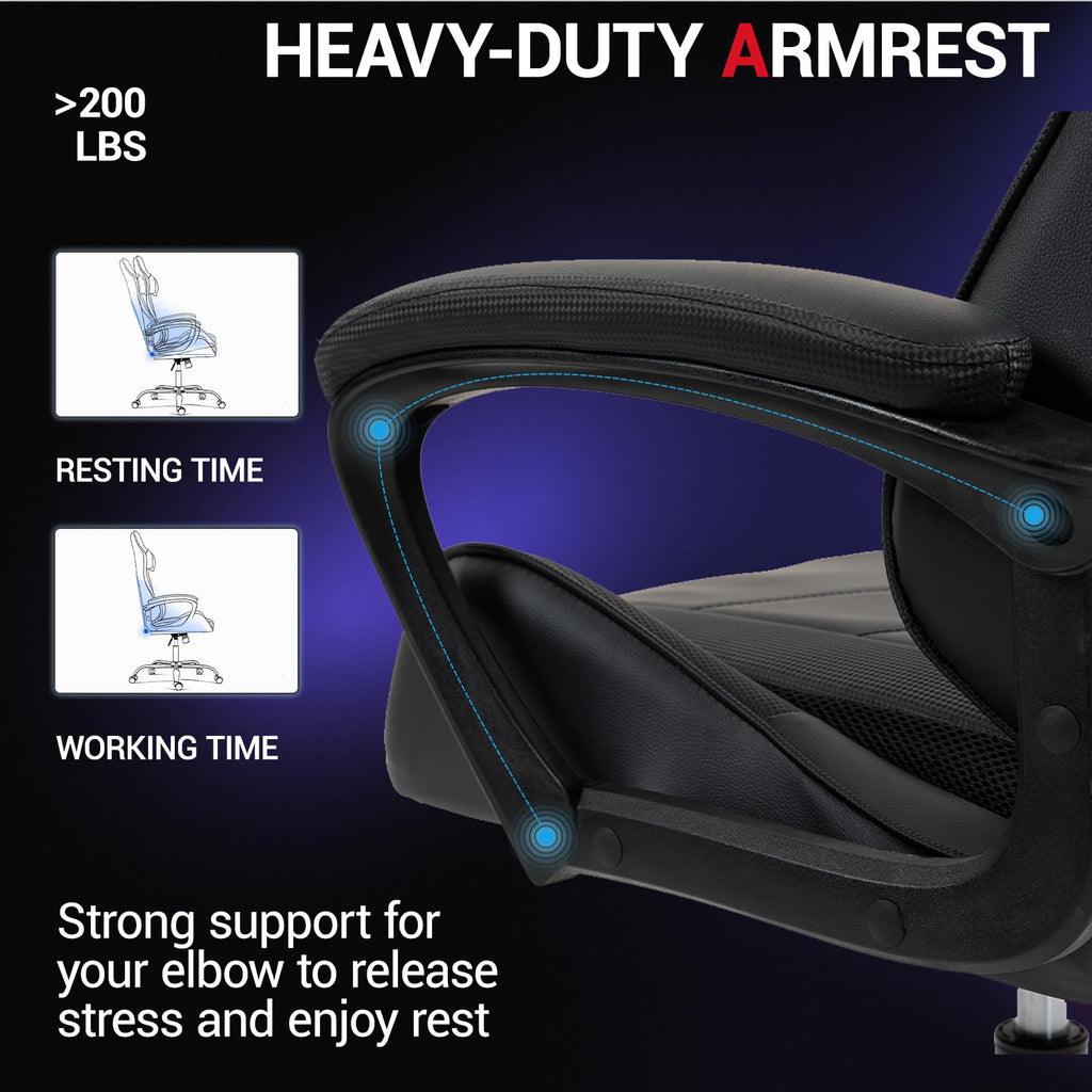 Massage Gaming Chair, Ergonomic PC Desk Chair with Headrest and Massage Lumbar Support, Video Game Chair with Height