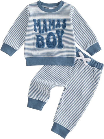 Toddler Baby Boy Fall Winter Clothes Waffle Sweatshirt + Pants Sets