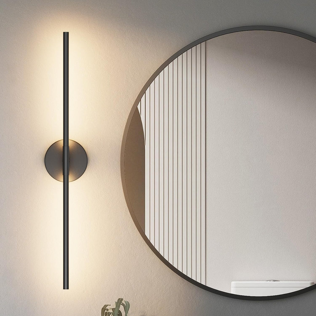Black Wall Sconce 28In Hardwired Vanity Light Fixture 3000K Indoor Bathroom Sconce Over Mirror 360° Rotate