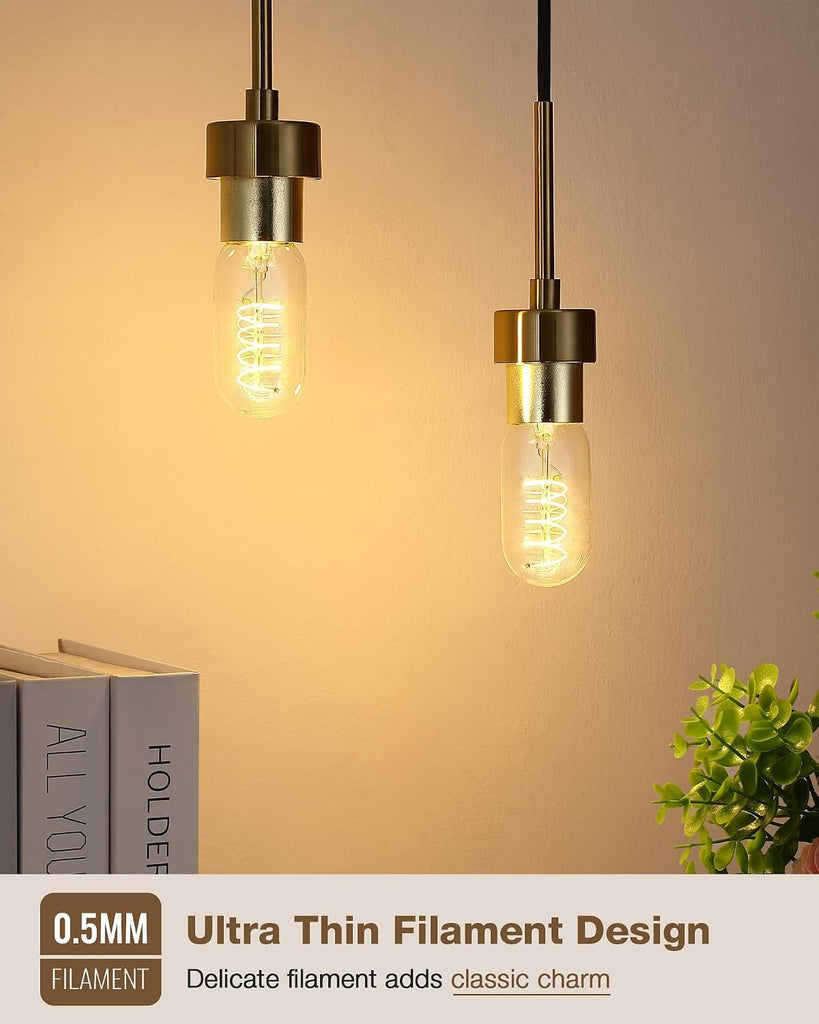 T45 Soft White Edison Bulbs, Dimmable E26 LED 40 Watt Equivalent 4 Pack