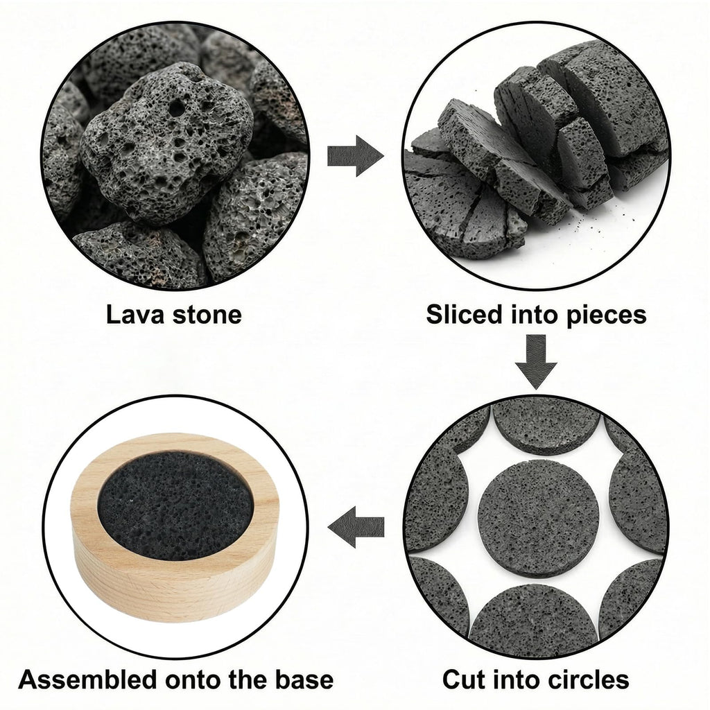 5 Pcs Small Passive Lava Rock Diffuser Essential Oil Aromatherapy Stone Compact Wood Bas, Desk, Car and Gifts