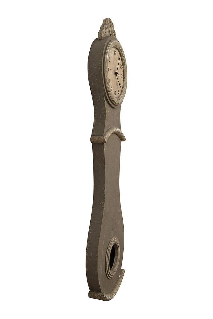 Distressed Grey Wood Grandfather Style Wall Clock