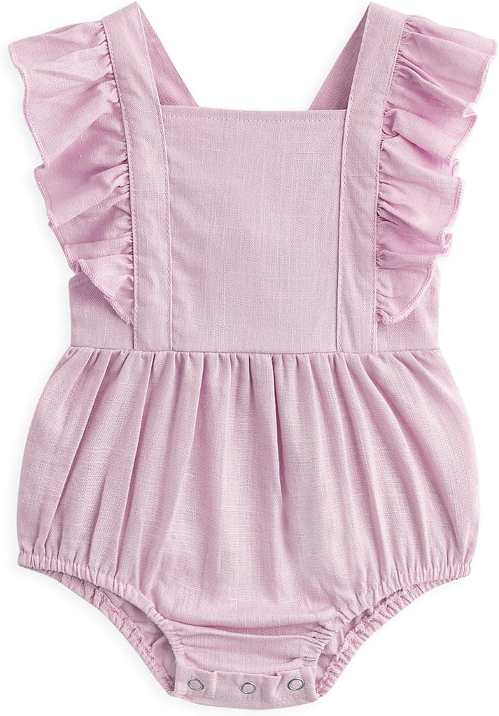 2PCS Baby Boys Girls Adjustable Slip Romper Summer Outfit Jumpsuit Cotton Linen Bodysuit