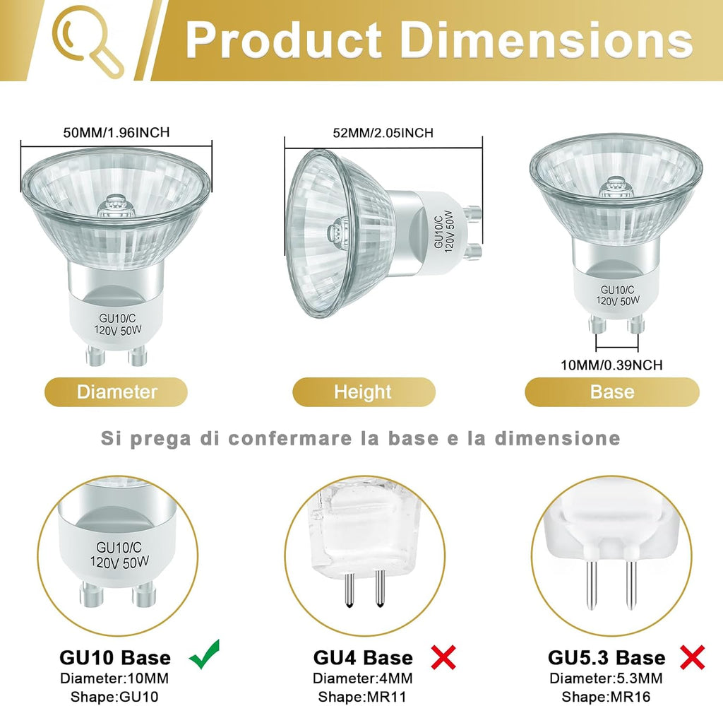 GU10 Halogen Bulb 120V 50W Candle Warmer Lamp Bulb, Long Lasting