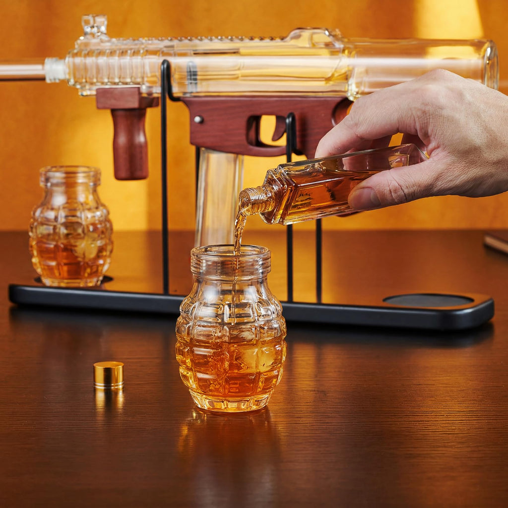 Cool Whiskey Decanter Gift Set with 2 Grenade Glass