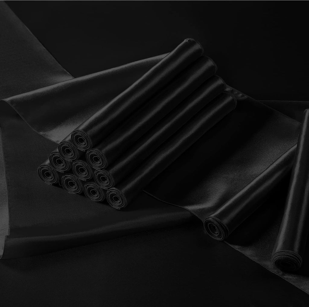 Black Satin Table Runner 12x108 - 12 Pieces