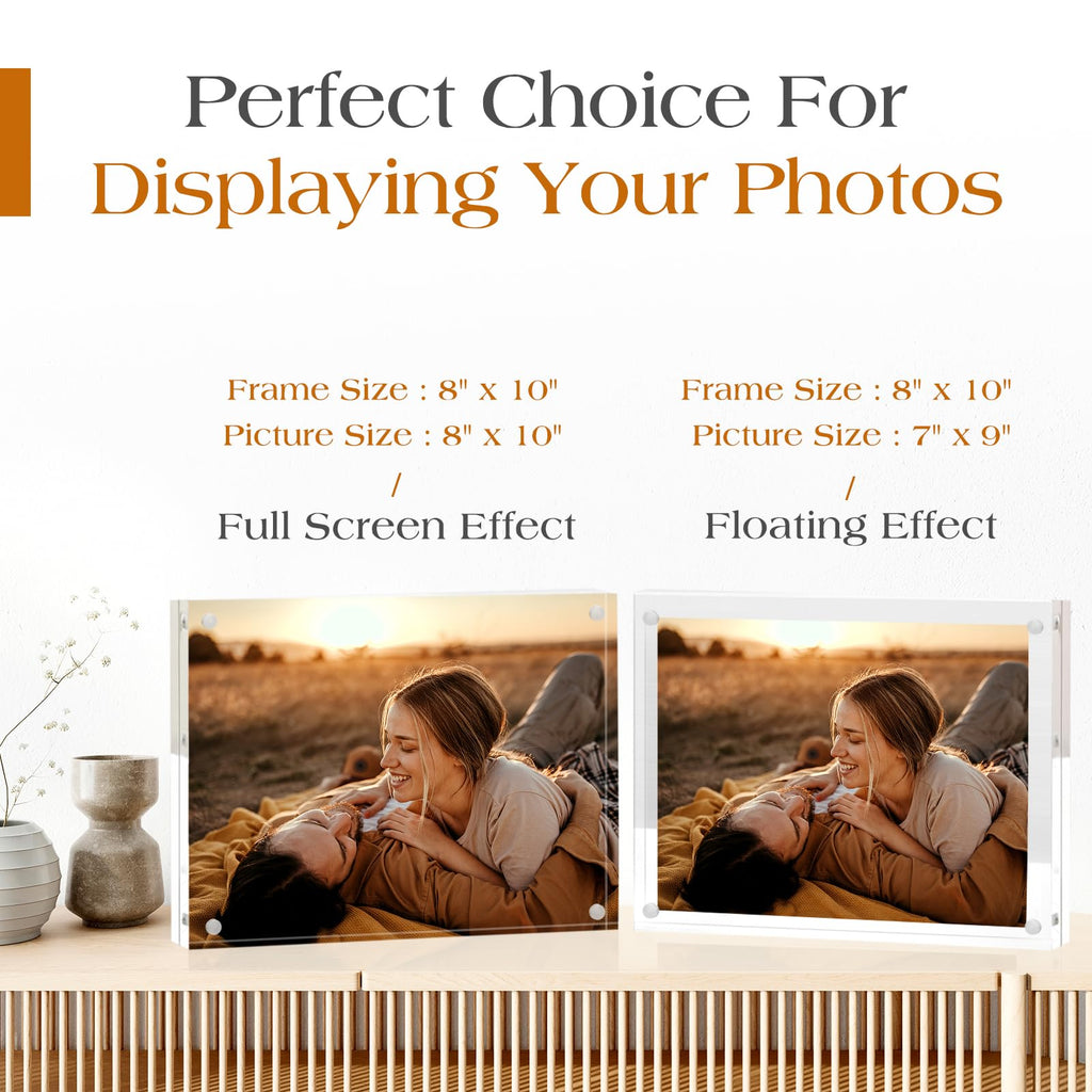 8x10 Acrylic Frame 3 Pack, 20MM Thicker Frameless Clear Picture Frames