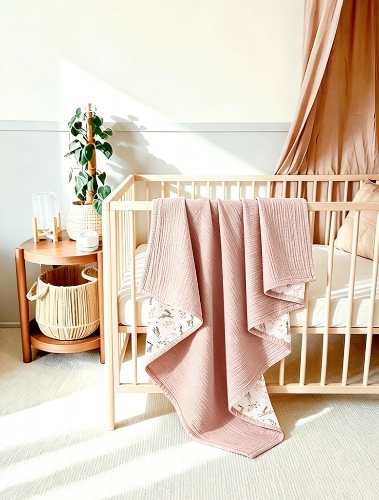 100% Cotton Muslin Baby Blanket, Layer 47 x 47 Inch