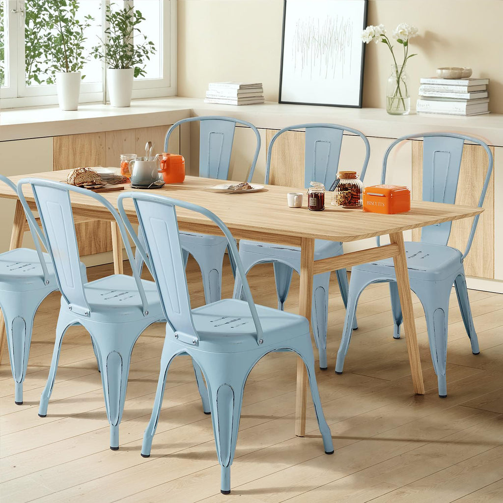 Metal Dining Chair Indoor Outdoor Use Stackable Chic Side Classic Trattoria Metal Chairs Set of 4, Bistro and Cafe